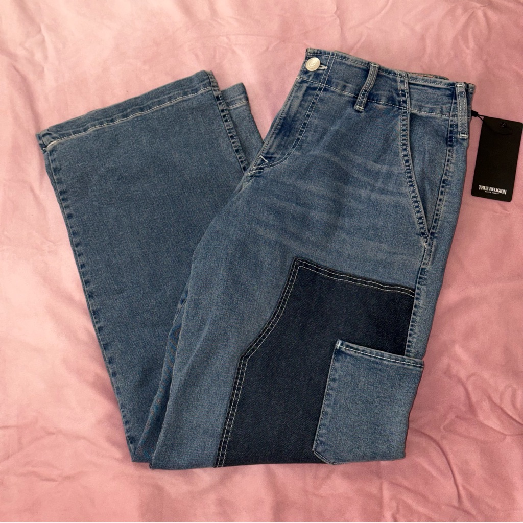 True Religion Denim Flare Jeans With Dark Patch